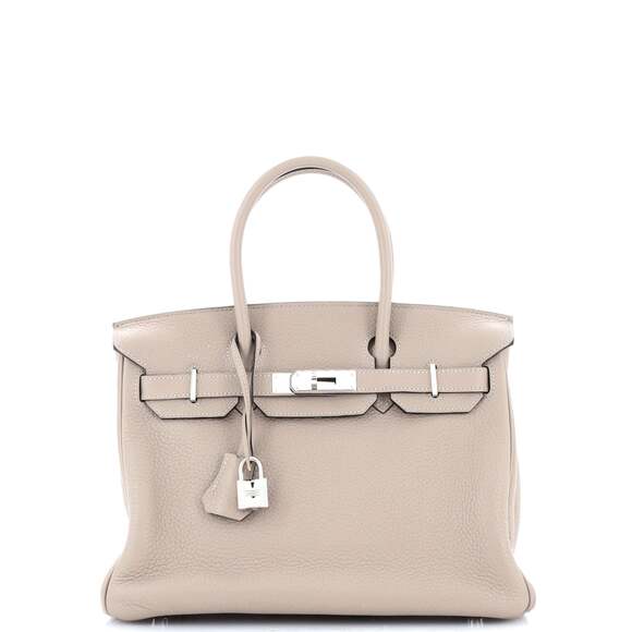Hermes Birkin Handbag Grey Clemence #184794H18B - Picture 1 of 9